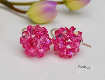 KOLCZYKI PLECIONE W KULE ROSE AB
