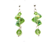 KOLCZYKI SZTYFTY BICONE PERIDOT