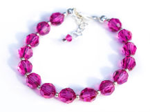 BRANSOLETKA KORALIKI fuchsia róż