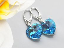 KOLCZYKI SERCE SWAROVSKI NIEZIEMSKI BŁĘKIT