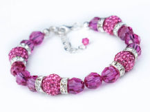 Bransoletka fuchsia z koralikami i cyrkoniami