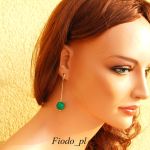 DŁUGIE KOLCZYKI KULE 1,4 CM EMERALD ZIELEŃ - 2