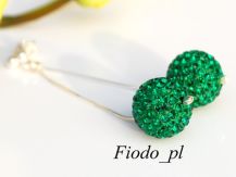 DŁUGIE KOLCZYKI KULE 1,4 CM EMERALD ZIELEŃ
