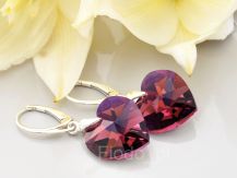 KOLCZYKI SERCE SWAROVSKI AMETHYST