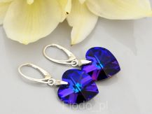 KOLCZYKI SERCE SWAROVSKI SZAFIROWE