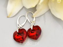 KOLCZYKI SERCE SWAROVSKI CZERWIEŃ
