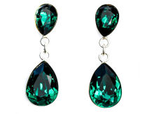 DŁUGI MIGDAŁ W SREBRZE ŁEZKA EMERALD