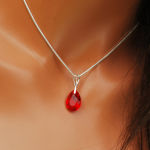 Wisiorek czerwony pear cut dużo szlifu - 4