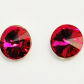 Sztyfty rivoli koła fuchsia róż Swarovski crystals 8 mm
