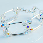 BRANSOLETKA DWURZĘDOWA KULKI CRYSTAL AB - 2