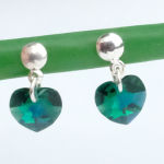 KOLCZYKI SZTYFTY SERCA EMERALD SWAROVSKI - 2