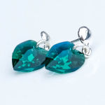 KOLCZYKI SZTYFTY SERCA EMERALD SWAROVSKI - 5