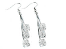 DŁUGIE KOLCZYKI KOSTKA 6 MM CRYSTAL