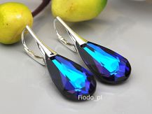 KOLCZYKI MIGDAŁ SWAROVSKI SZAFIR HELIOTROPE