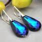 KOLCZYKI MIGDAŁ SWAROVSKI SZAFIR HELIOTROPE
