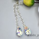 KOLCZYKI DŁUGIE KROPLA SWAROVSKI OPALIZUJĄCA - 3