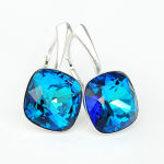 Kolczyki jak diamenty kryształ square Swarovski bermuda blue - 2