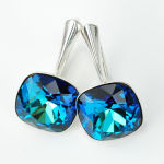 Kolczyki jak diamenty kryształ square Swarovski bermuda blue - 4