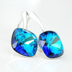 Kolczyki jak diamenty kryształ square Swarovski bermuda blue - 5
