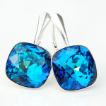 Kolczyki jak diamenty kryształ square Swarovski bermuda blue - 6