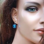 Kolczyki jak diamenty kryształ square Swarovski bermuda blue - 7