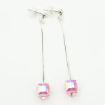 Kolczyki kostki na długiej lince light rose 8 mm kryształ orginalny - 4