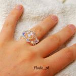 PIERŚCIONEK Z KULKĄ AB SWAROVSKI OPALIZUJĄCY - 2