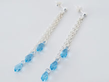 TRZY KROPLE AQUAMARINE NA ŁAŃCUSZKU
