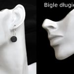 KOLCZYKI KULE 1,2 cm JET HEM STALOWE - 2