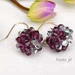 KOLCZYKI PLECIONE W KULE MIX FIOLETOWY - 3