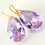 KOLCZYKI MIGDAŁ SWAROVSKI DELIKATNY FIOLET złoto - 2