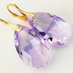KOLCZYKI MIGDAŁ SWAROVSKI DELIKATNY FIOLET złoto - 3