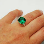 Pierścionek square Royal Green piękna głęboka zieleń Swarovski Crystals - 6
