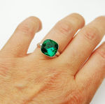 Pierścionek square Royal Green piękna głęboka zieleń Swarovski Crystals - 7