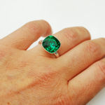 Pierścionek square Royal Green piękna głęboka zieleń Swarovski Crystals - 8