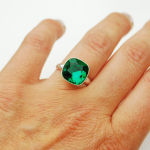 Pierścionek square Royal Green piękna głęboka zieleń Swarovski Crystals - 9