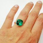 Pierścionek square Royal Green piękna głęboka zieleń Swarovski Crystals - 10