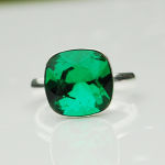 Pierścionek square Royal Green piękna głęboka zieleń Swarovski Crystals - 4