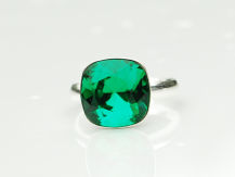 Pierścionek square Royal Green piękna głęboka zieleń Swarovski Crystals