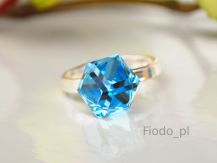 PIERŚCIONEK KOSTKA  AQUAMARINE