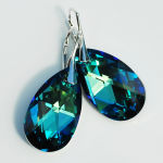 Kolczyki duże kamienie migdał 28 mm Bermuda Blue - 5