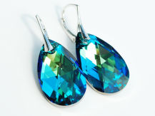 Kolczyki duże kamienie migdał 28 mm Bermuda Blue