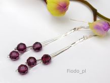 DŁUGIE KOLCZYKI Z KORALIKIEM AMETHYST