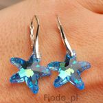 KOLCZYKI MAŁE ROZGWIAZDY AQUAMARINE AB 16MM - 2