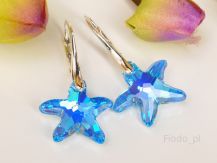 KOLCZYKI MAŁE ROZGWIAZDY AQUAMARINE AB 16MM