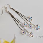 DŁUGIE KOLCZYKI KOSTKA 6 MM CRYSTAL AB - 2