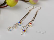 DŁUGIE KOLCZYKI KOSTKA 6 MM CRYSTAL AB