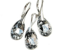 KOMPLET MAŁE MIGDAŁY CAL SREBRO SWAROVSKI CRYSTALS
