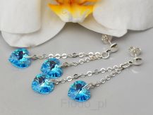 KOLCZYKI DWA SERCA AQUAMARINE