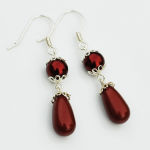 Kolczyki kropla perła bordo burgund Swarovski Pearl - 3